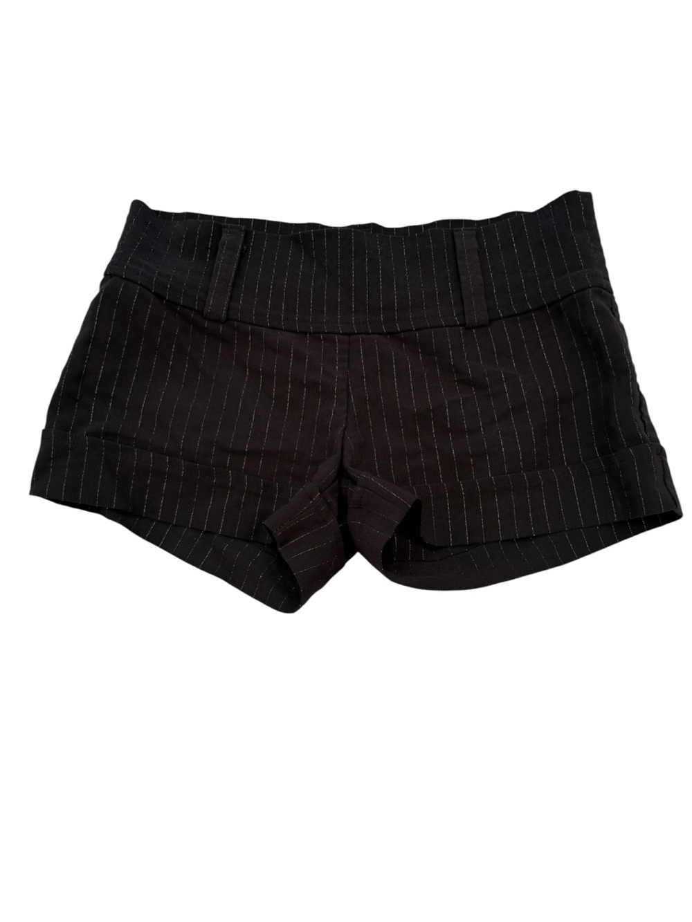 wet seal xs y2k micro shorts pinstripe black silver club fun